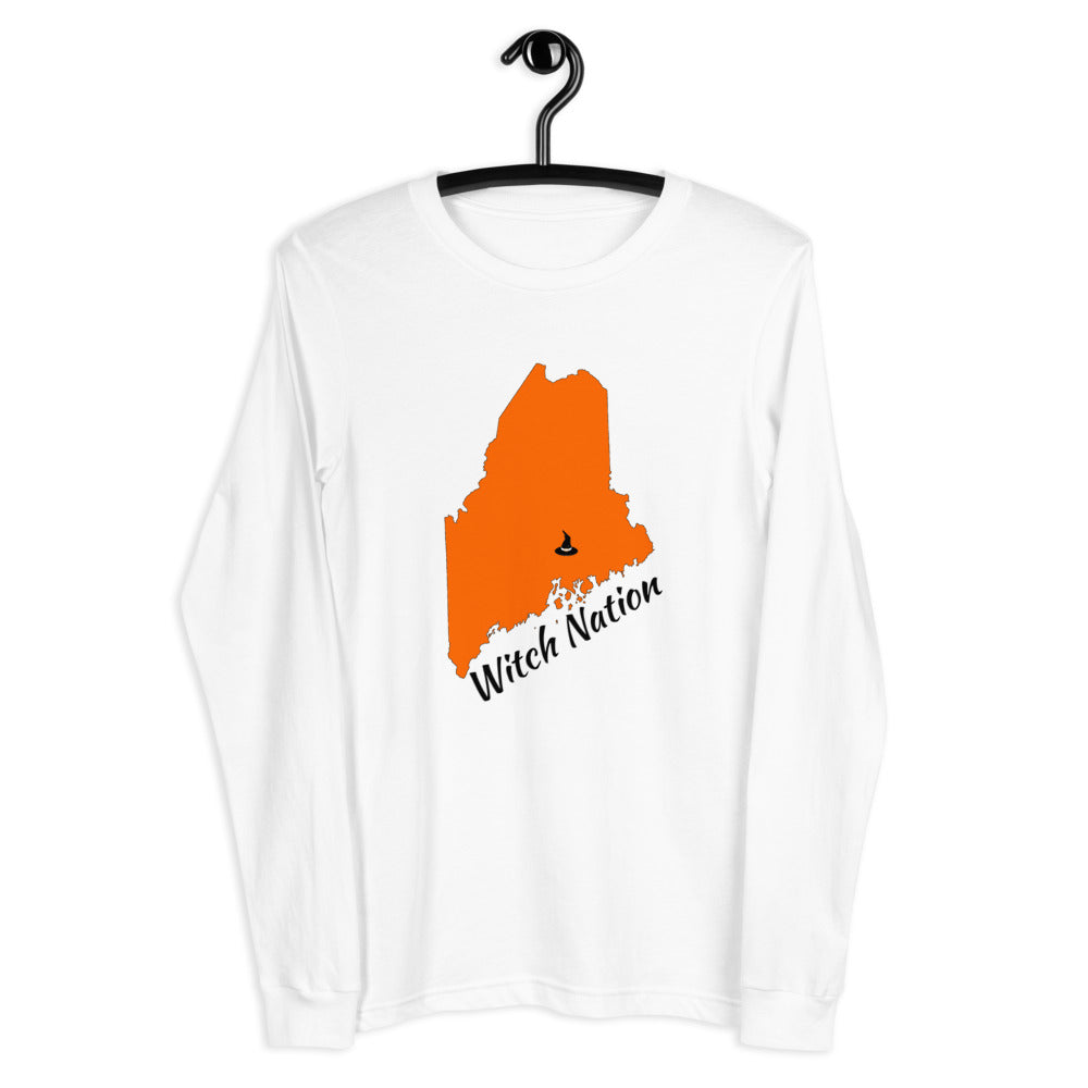 Brewer Witch Nation Orange State of Maine Long Sleeve Tee