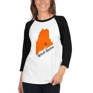 Brewer Witch Nation State of Maine 3/4 Sleeve Raglan Shirt