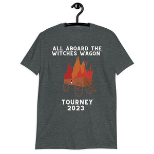 The Witches Wagon Tourney 2023 T-Shirt (Dark Heather Gray/Black)